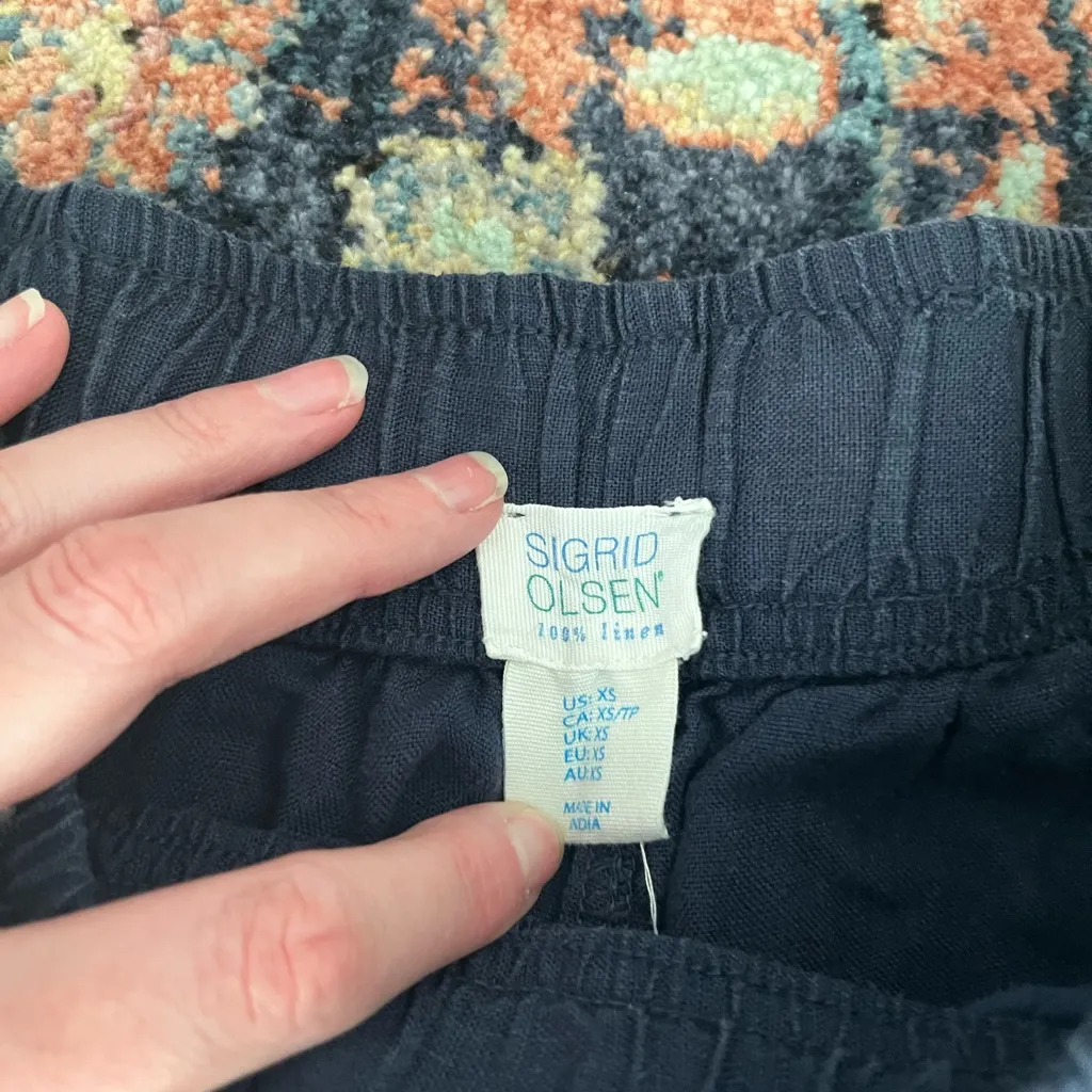 Sigrid Olsen blue linen Wide-Leg Pants - Image 5