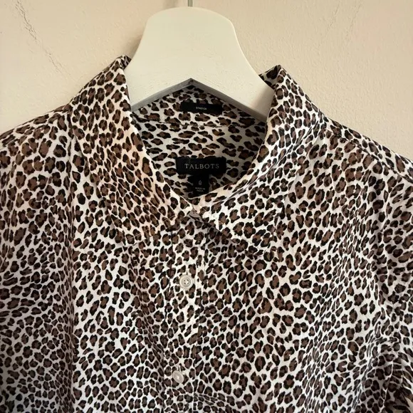 Talbots Leopard Print Button-Down Shirt – Stretch Cotton – Size M‎ (Bust 38) - Image 3