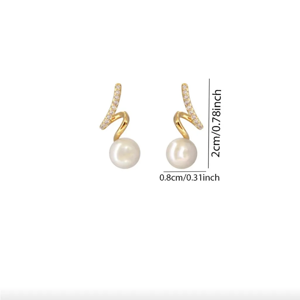 1pair Twisted Faux Pearl Earrings Elegant Gold Holiday Party Sophisticated NIB - Image 4