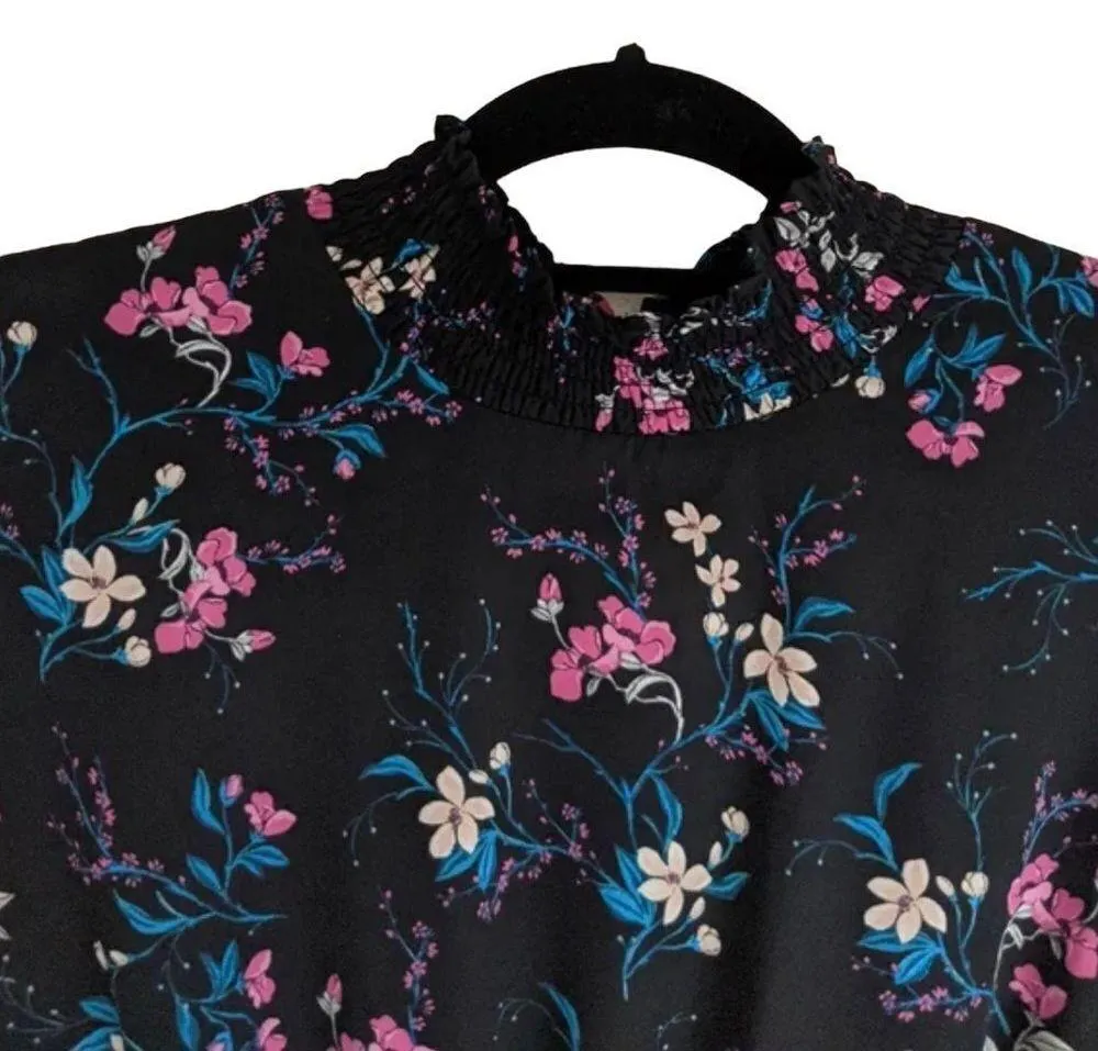 Nanette Lepore Floral Mock Neck Long Sleeve High Low Midi Dress - Image 8