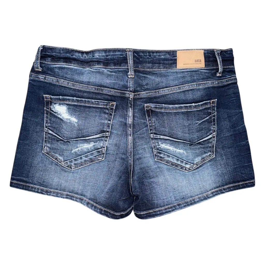 Buckle BKE Victoria Stretch Jean Shorts Dark Wash Distressed Denim Women’s Sz 30 - Image 4