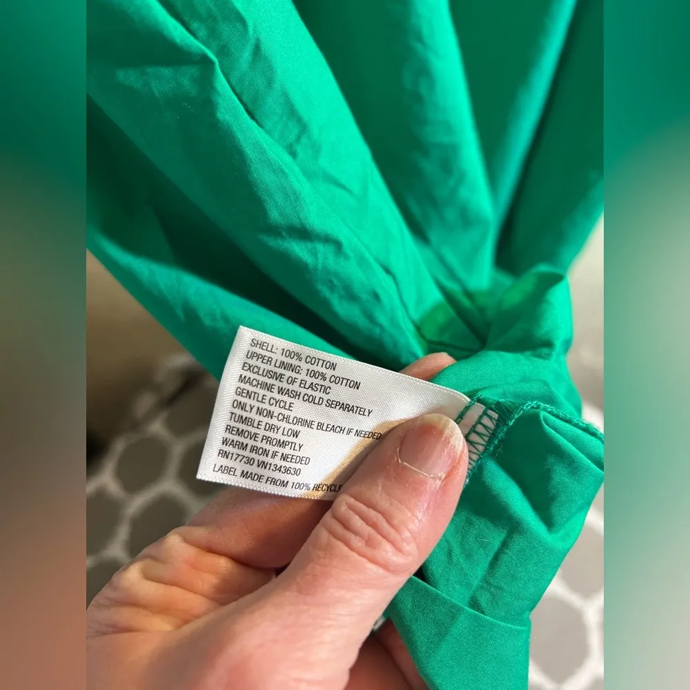 Dress Green Strap 100% Cotton Dress, w/ pockets could be worn strapless. - Image 9