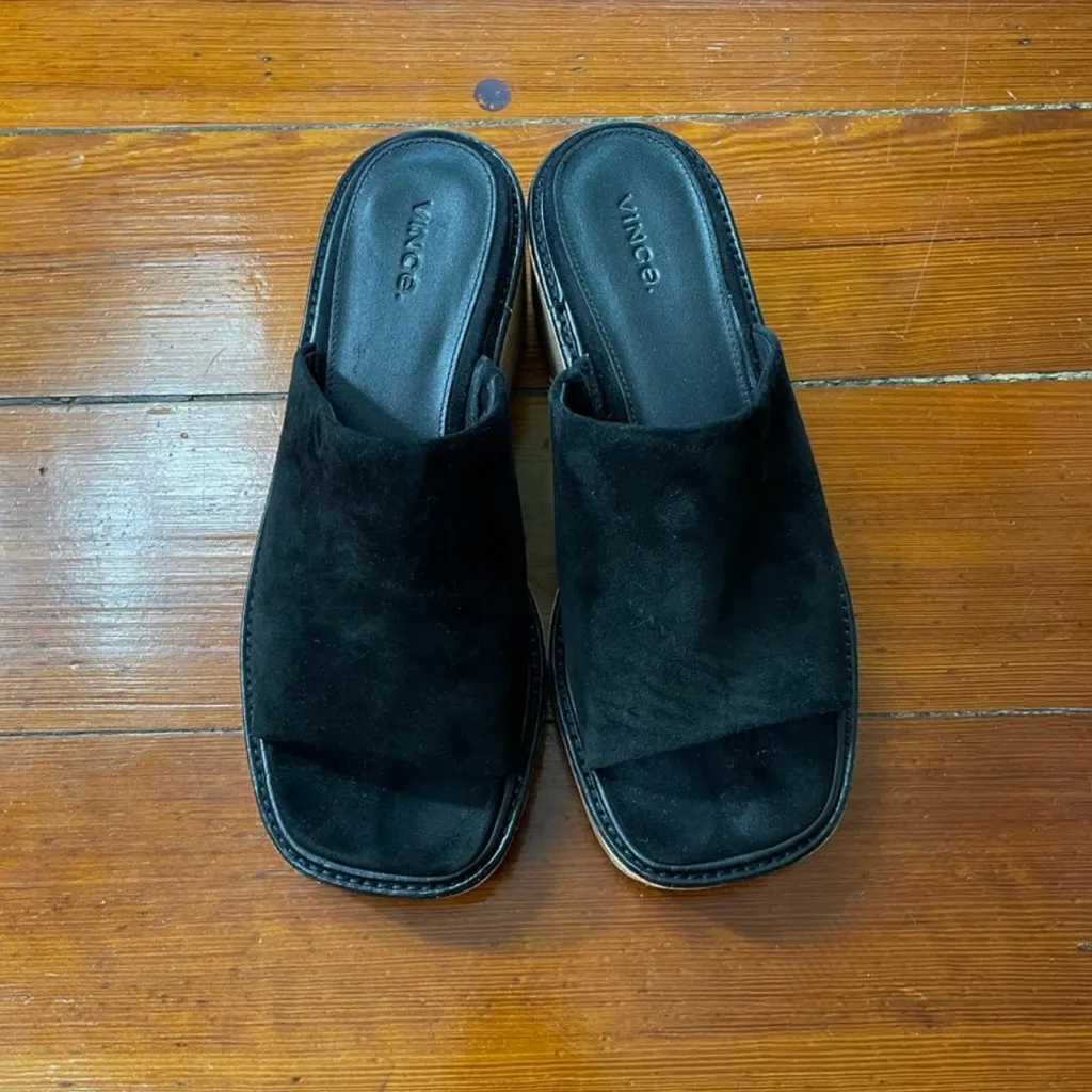 Vince Maddy B Suede & Cork Platform Sandals in Black - Women's Size 8.5 💛 - Image 3