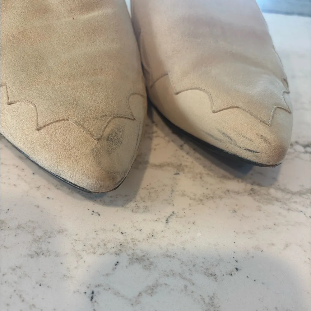 Jenni Kayne Oiled Leather Mule Size 10.5 (40.5) Suede Cream Slip On Shoes - Image 4