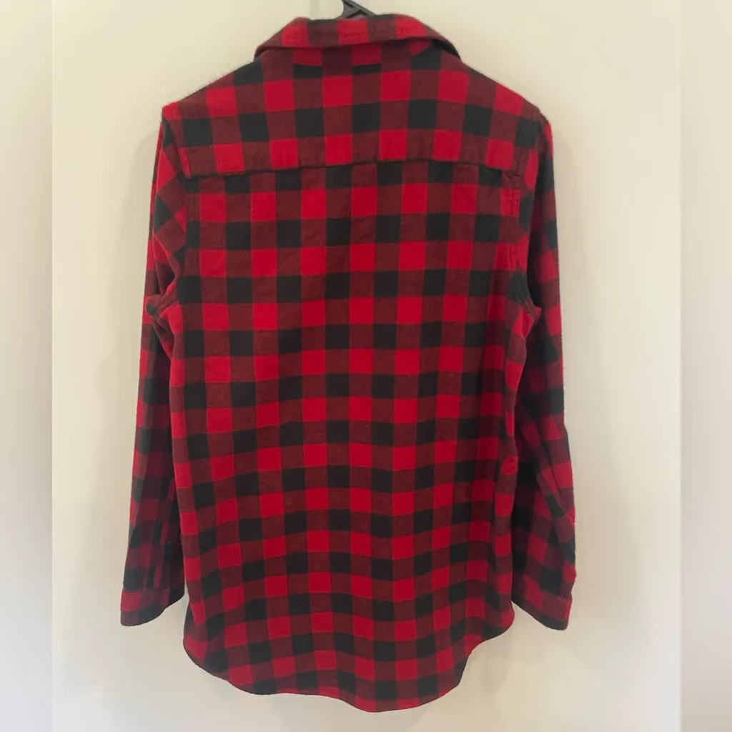 L.L. Bean Relaxed Fit Plaid CottonFlannel Shirt sz XS. Cozy warm cottage Red - Image 3