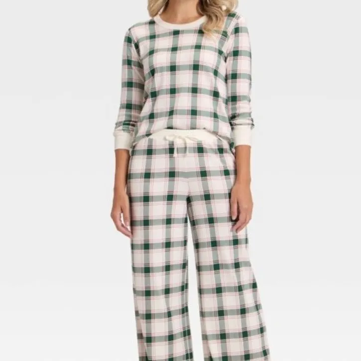 Wondershop At Target Womens Long Sleeve Plaid Pajama Top Sleep Shirt Size S Green - Image 7