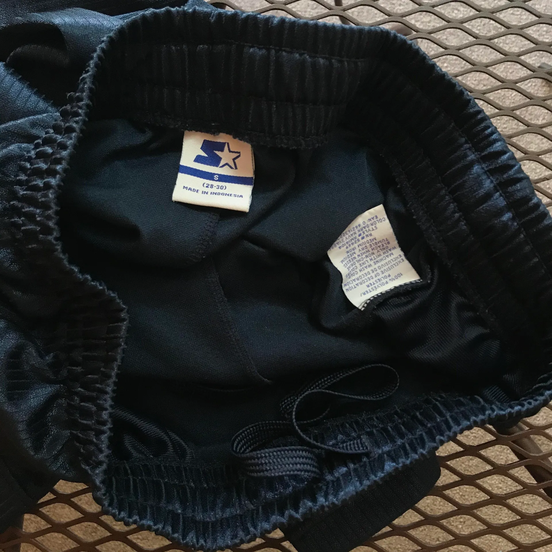 AMAZING NAVY BLUE PIN STRIPED STARTER DRAWSTRING ELASTIC WAIST BASKETBALL SHORTS - Image 4