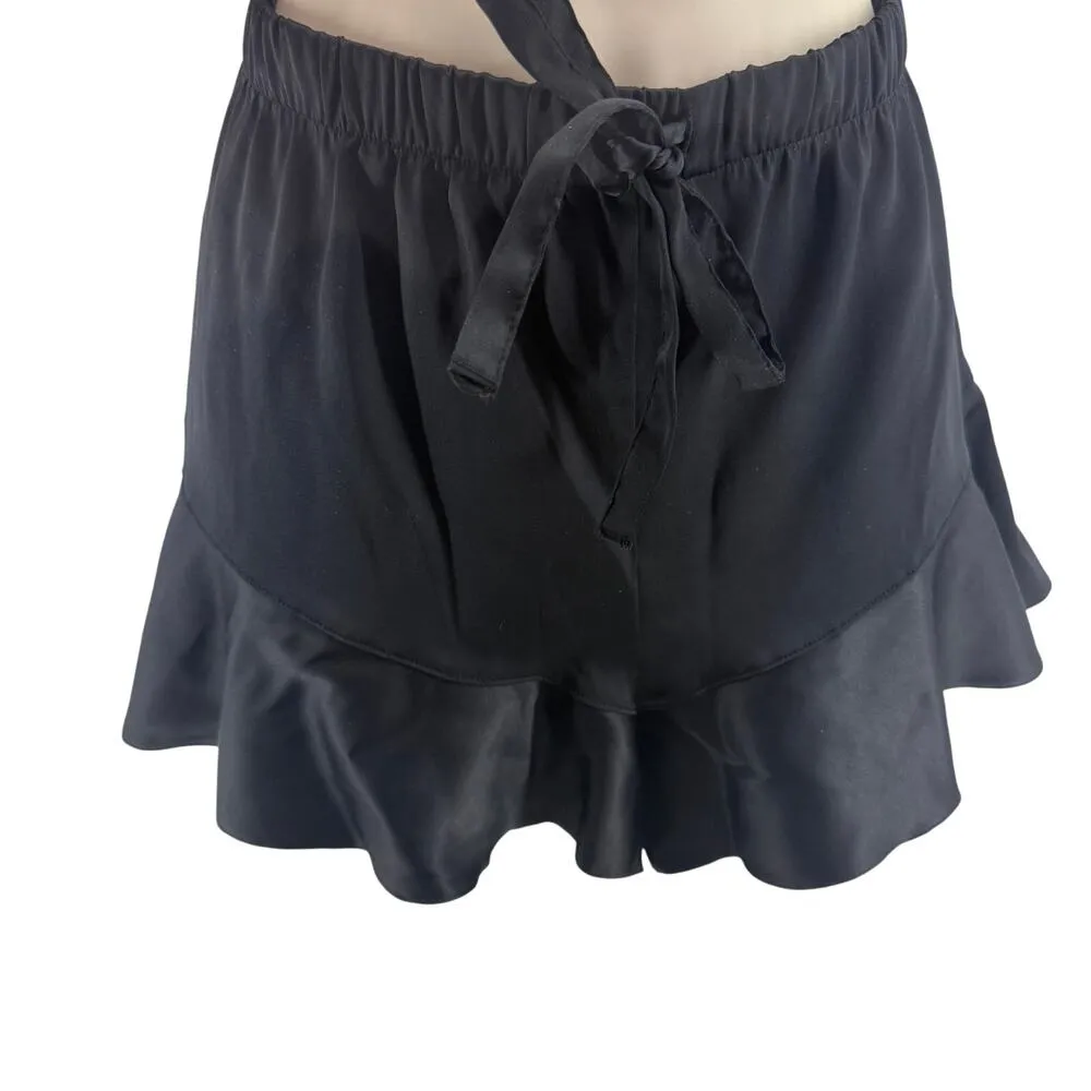 Victoria’s Secret Black Satin Sleep Shorts Ruffle Womens Xlarge - Image 2