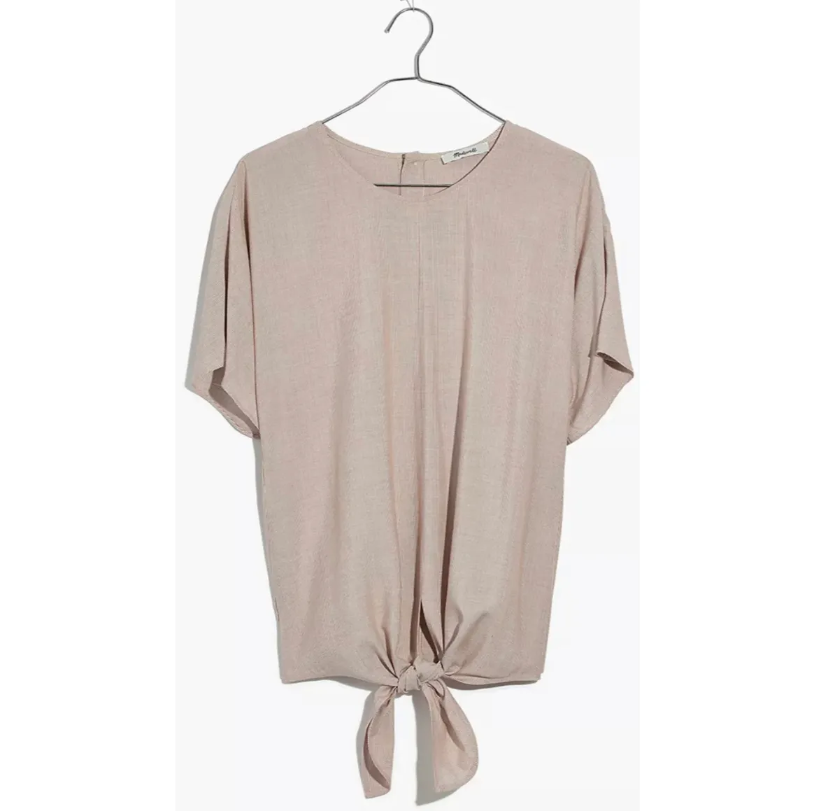 Madewell  Striped Red White Button Back Tie Shirt - Image 4