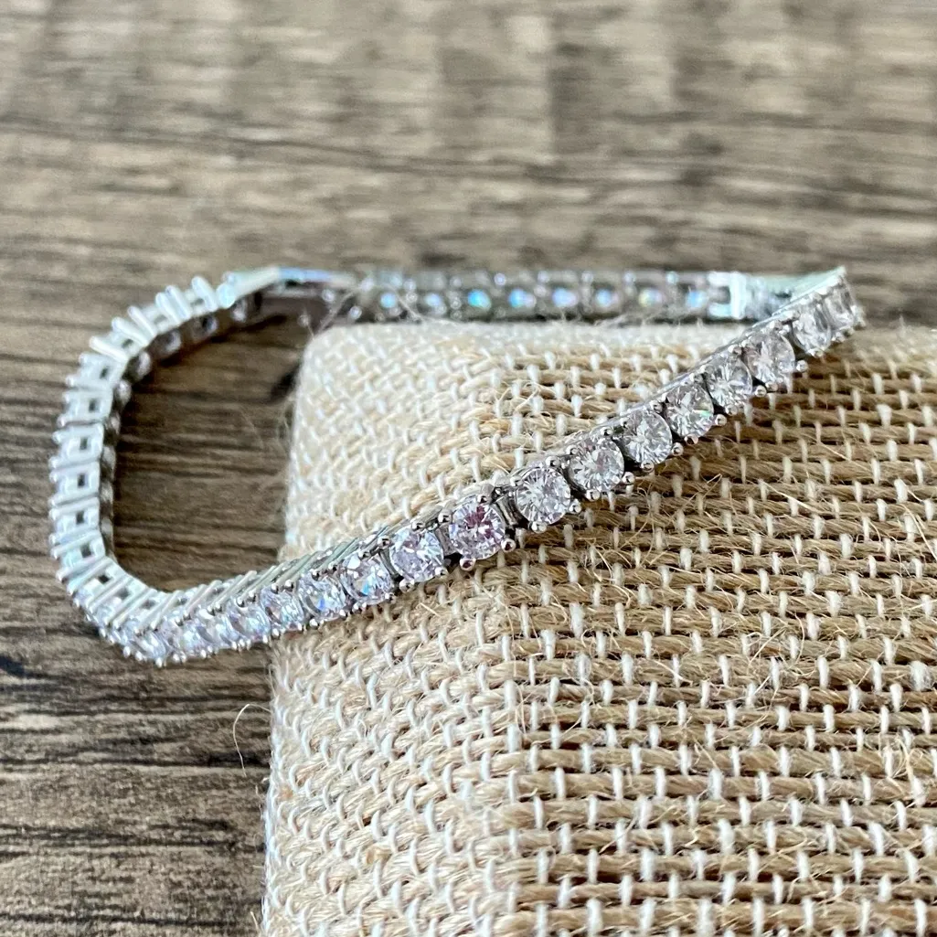 CZ Fashion Tennis Bracelet Silver - Image 2