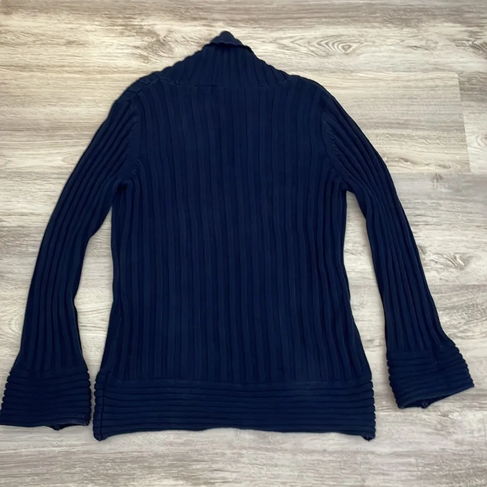 Chadwick’s Navy Blue Cross Wrap Front V-Neck Thick Long Sleeve Sweater Medium - Image 9