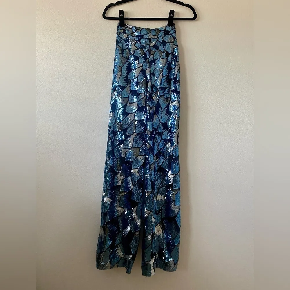 Adriana Iglesias Fairy Sequin Pants Y2K Shiny Flare Sequin Evening Pants Blue Size undefined - Image 5