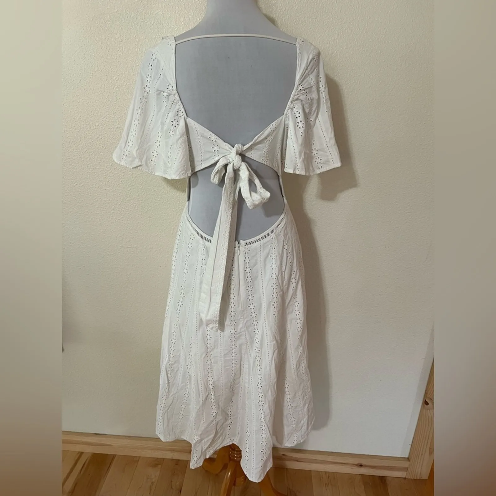 Finders Keepers Sundays white eyelet lace embroidery ruffle cutout midi dress 10 - Image 7