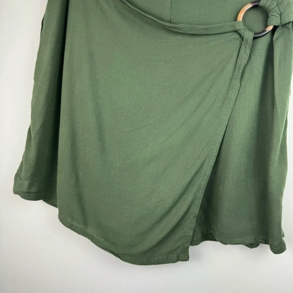 Torrid  Wrap Skirt Skort Sz 2X Olive Green O Ring Short Flowy - Image 3
