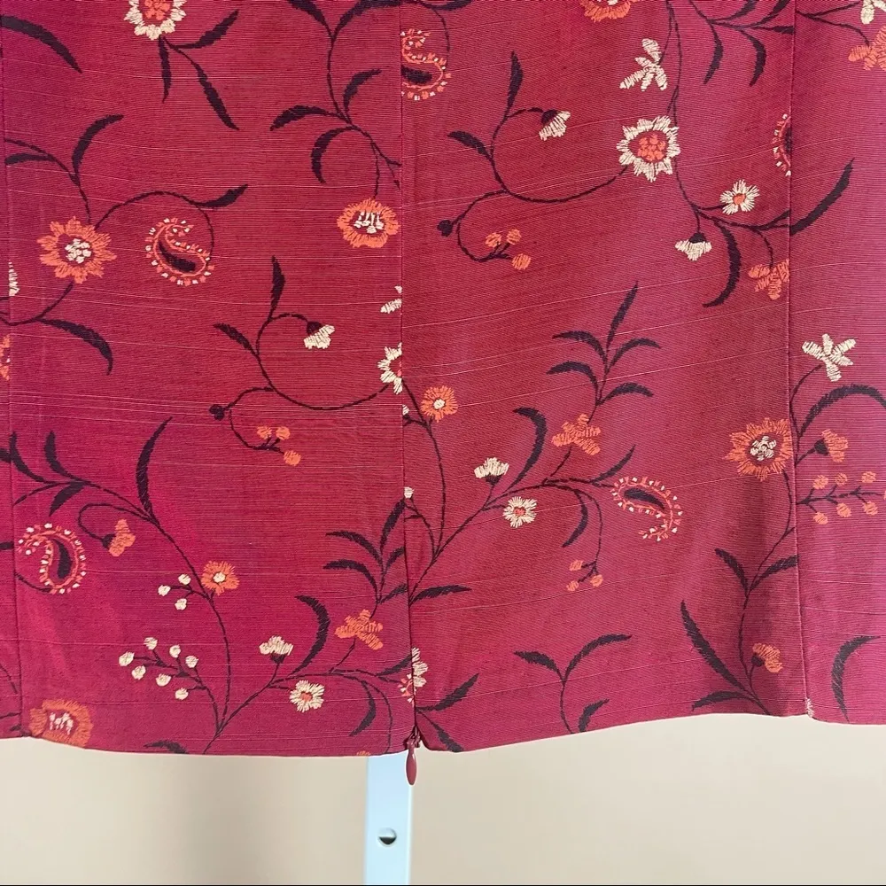 Vintage Tribeca Studio Large Floral Top Satin Thailand Laos Vacation Butterfly Red - Image 3