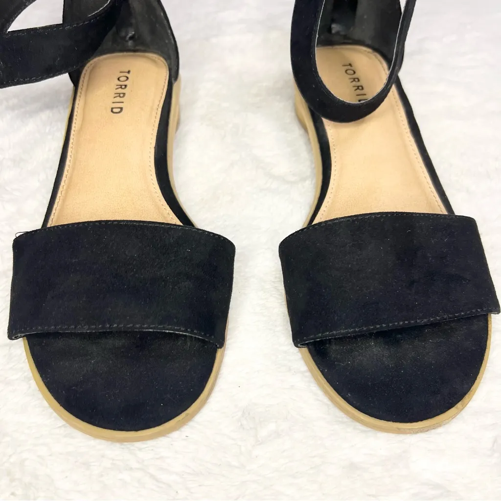 Torrid Black Ankle Strap Mini Heels Sandals Size 8 Wide Width Comfortable Shoes - Image 3