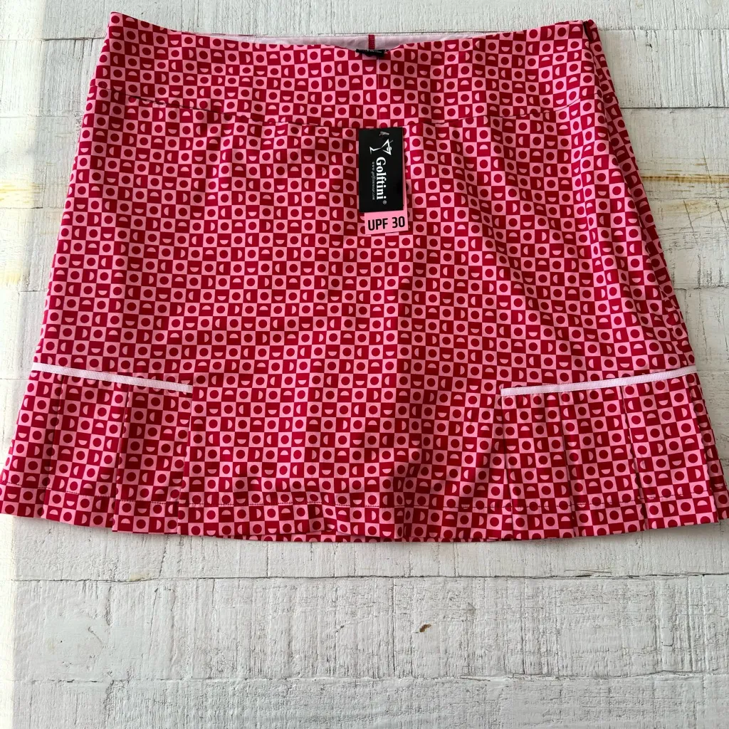 Golftini Possibilities Side Pleat Golf Skort NWT size 14 Red & Pink‎ Skirt Pink - Image 2