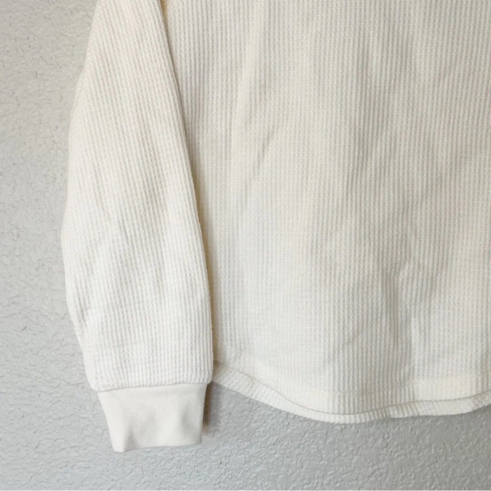 Madewell Tops Womens Waffle-Knit Long-Sleeve Crewneck Tee Ivory Size XXS‎ NEW - Image 5