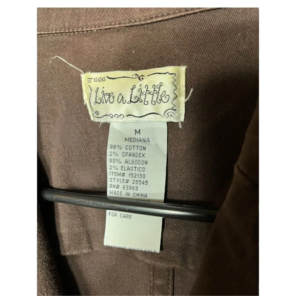 Vintage Live A Little Y2K Brown Raw Hem Frayed Blazer Jacket Size M - Image 4