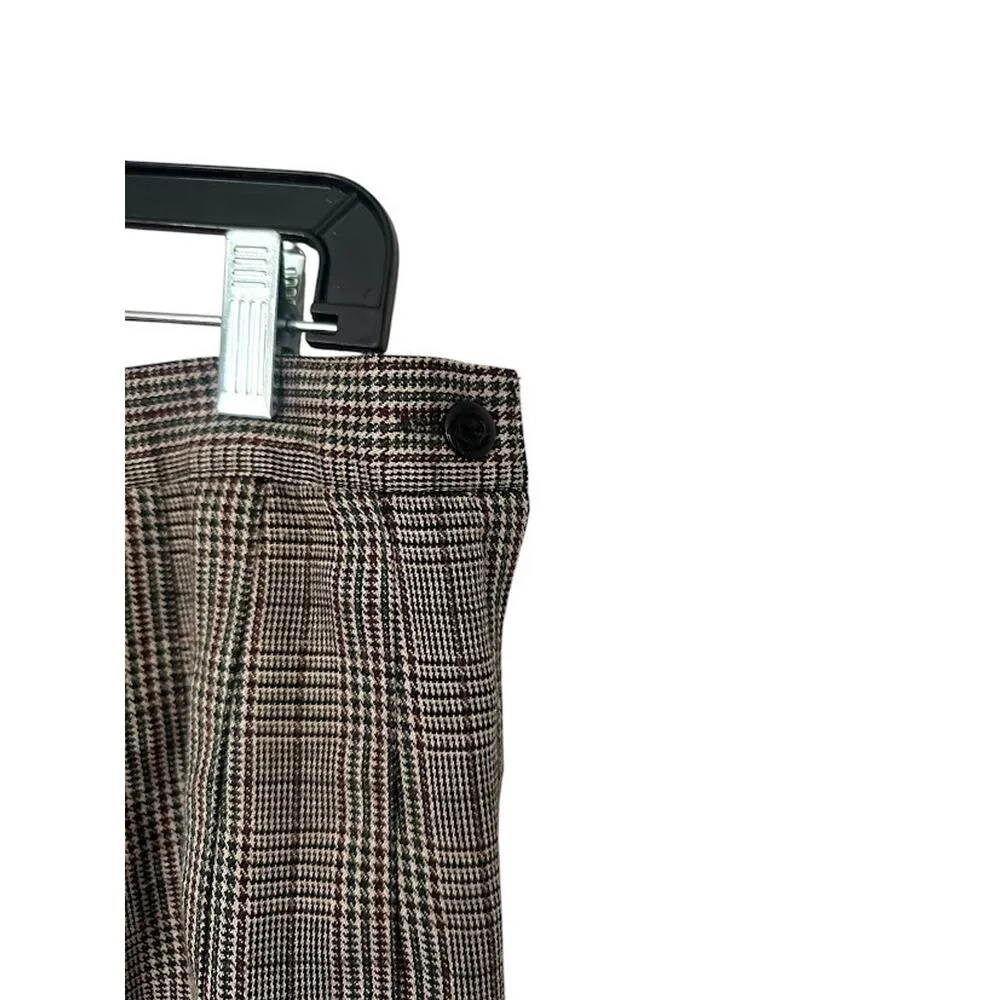 Vintage Tofy 14 Skirt Pleated Plaid Houndstooth Academia Knee Length Punk Nerd Tan - Image 2
