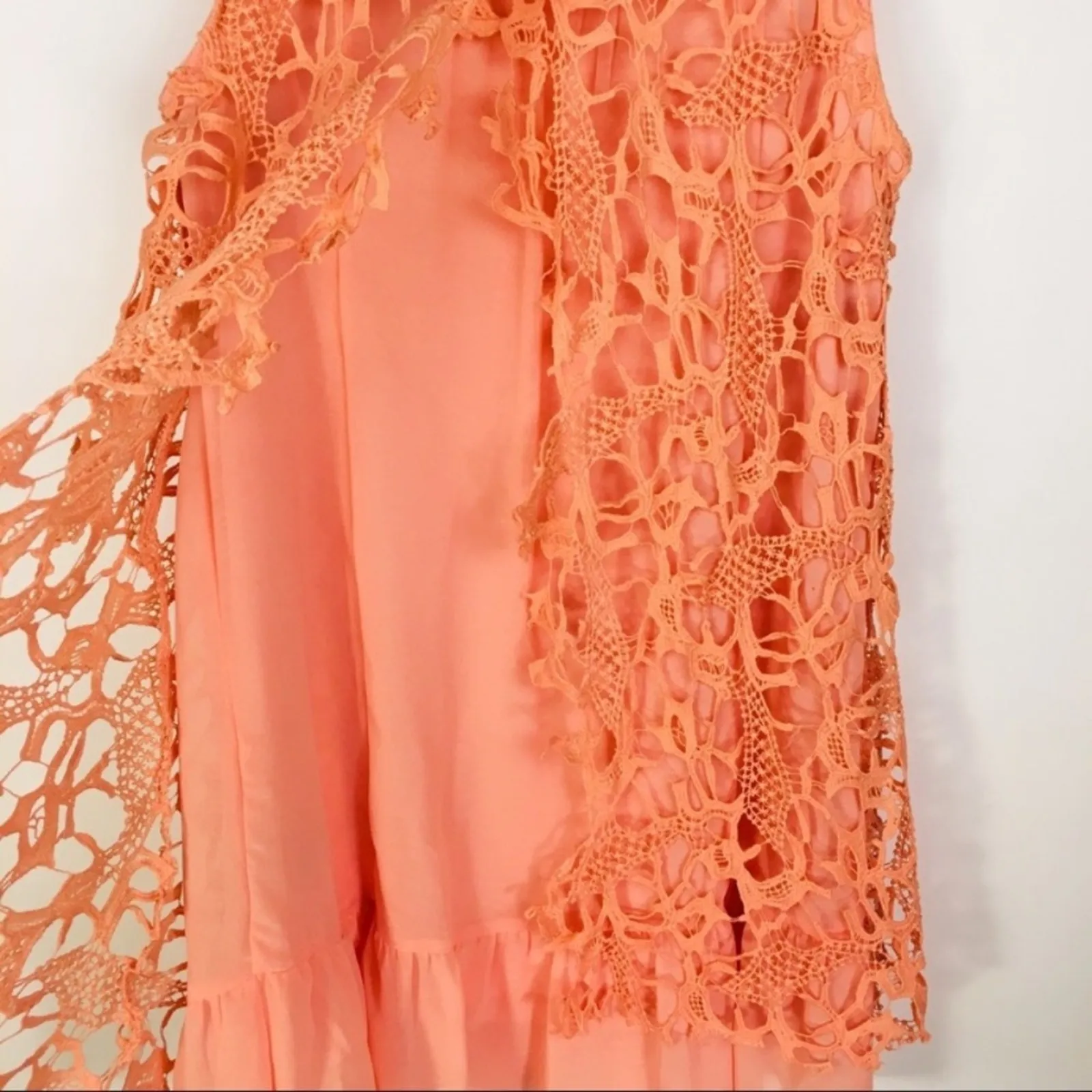 Peach Layered Lace Cottage Preppy Dress Blu Pepper Size Small - Image 11