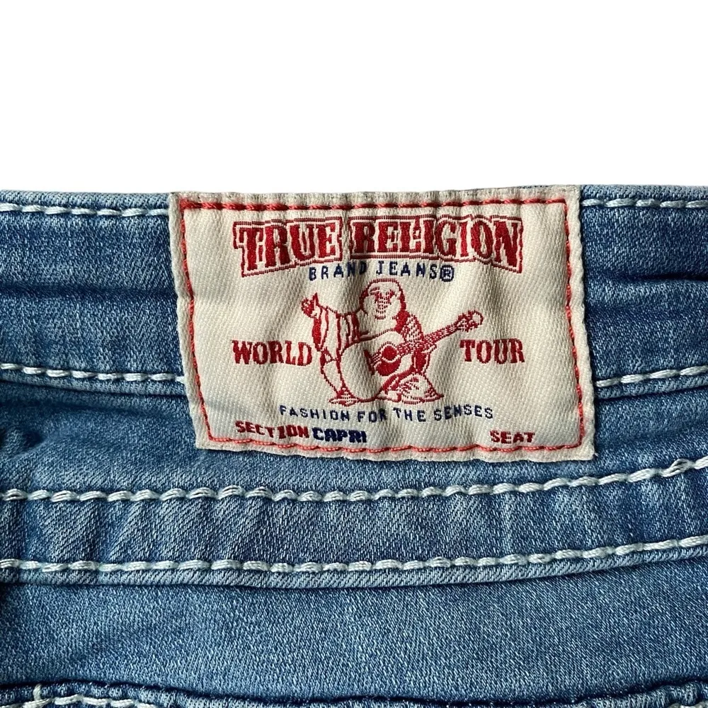 True Religion 28 (6) World Tour denim jean capri women’s button zip closure - Image 9
