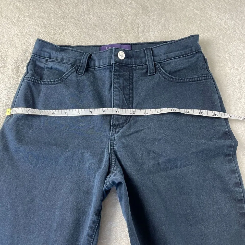 NYDJ Flared Pants Womens Size 4 Blue Relaxed Lift Tuck Slimming Short Casual - Image 9