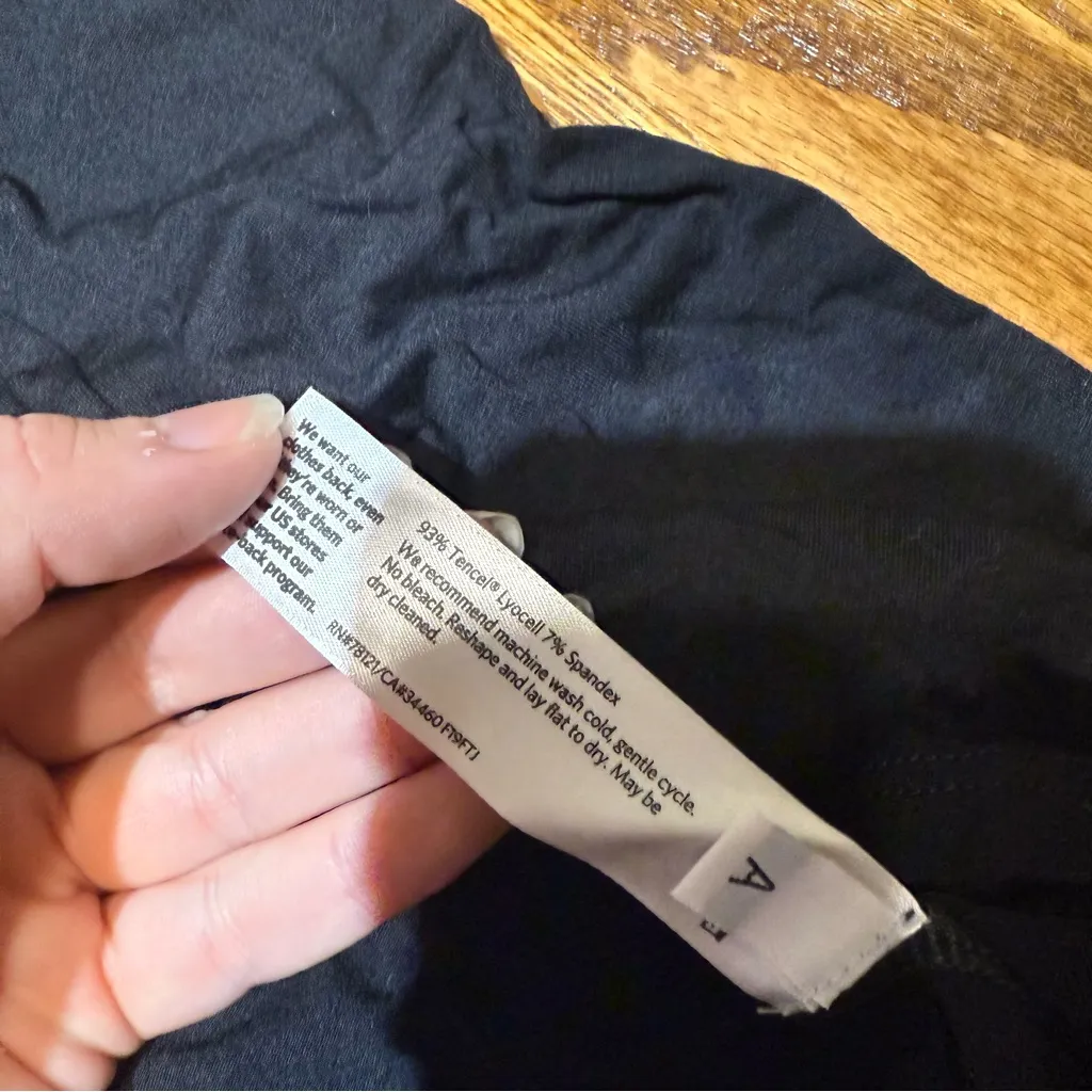 Eileen Fisher Black Stretch Jersey Knit Tie-Front Dress Size Medium Viscose - Image 3