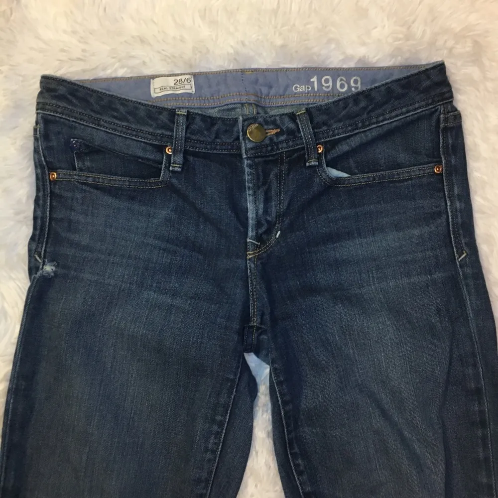 GAP 1969 Women’s Real Straight Dark Rinse Blue Denim Jeans, 28/6 - Image 6