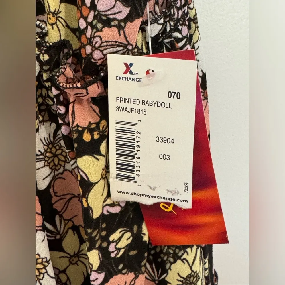 Bailey Blue Floral Printed Babydoll Dress Juniors Size Large New - Image 3