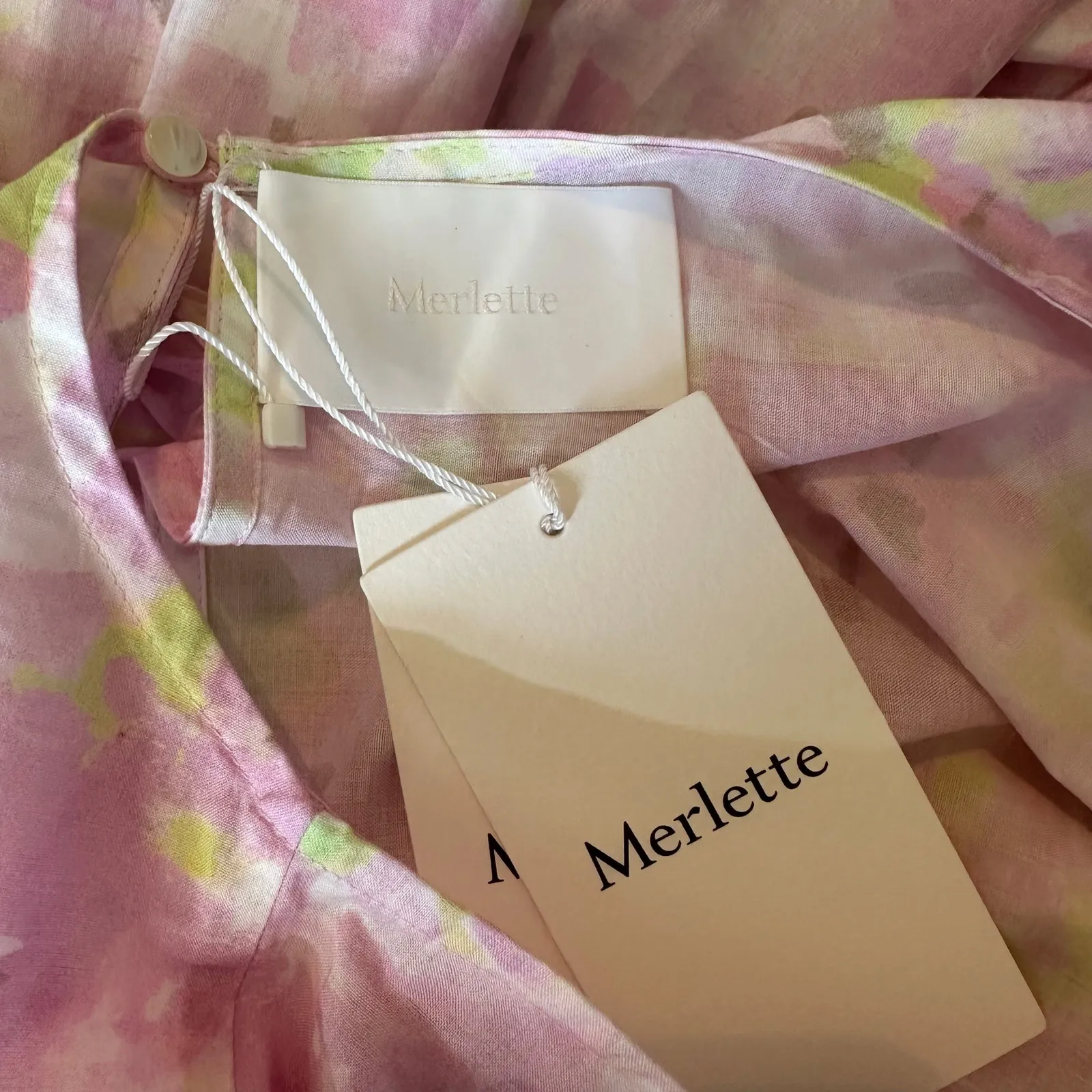 Merlette Alma Print Dress Pink Citrine Mosaic Print Size US 12 Pima Cotton - Image 3