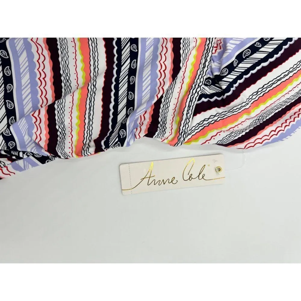 Anne Cole Striped Deep V Cutout Halter Neck Tankini Swim Top Multicolor Size M N - Image 3