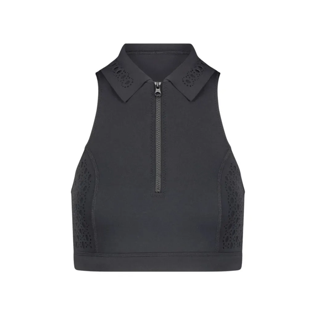 New Gigi C Briar Zip Up Sports Bra Crop Top Tank Black XL - Image 3