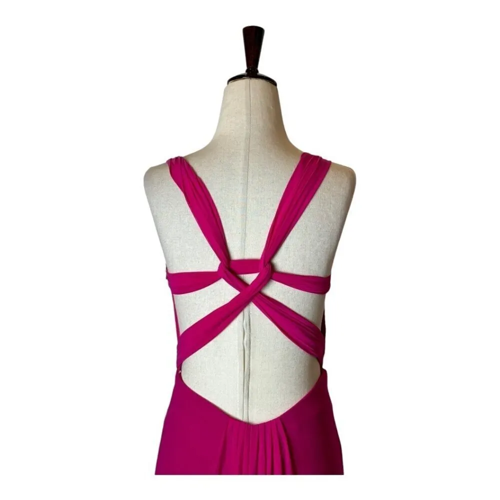 La Femme Dress Women 00 Pink Deep V Jersey Knit Illusion‎ Neckline Formal Gown - Image 5