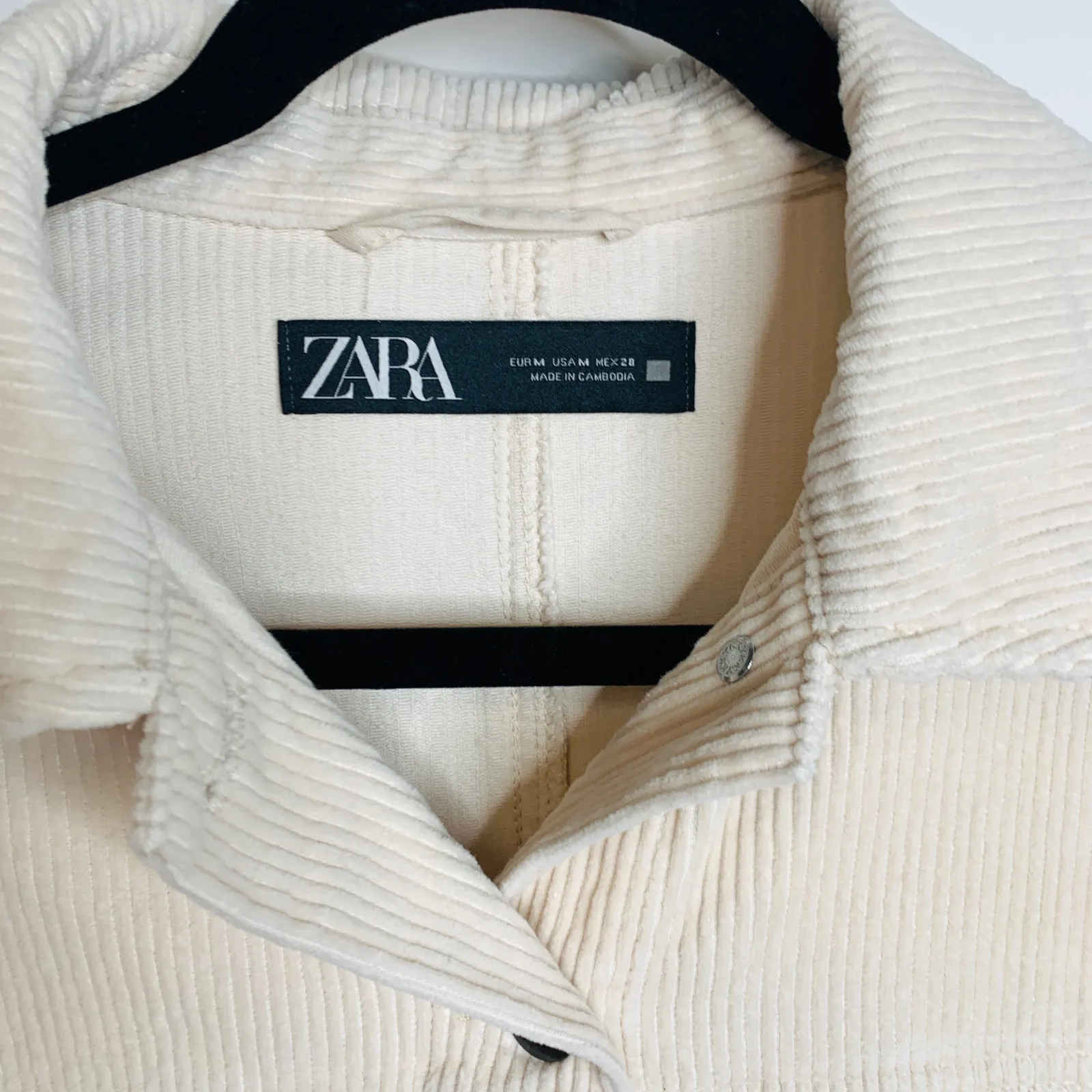 ZARA  Corduroy Duster Shacket Jacket Sz Medium Cream - Image 8