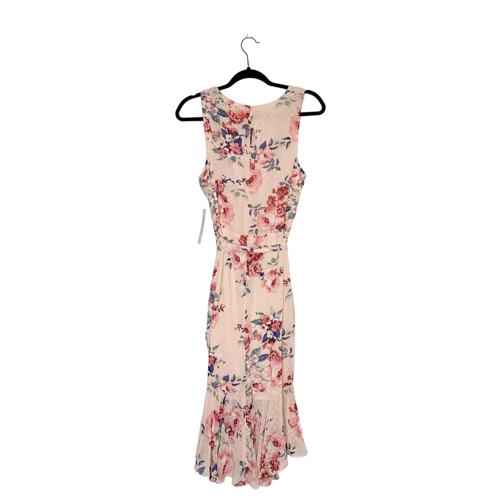 NWT Eliza J Floral Chiffon Faux Wrap Midi Dress Women's Pink Size 12 - Image 3