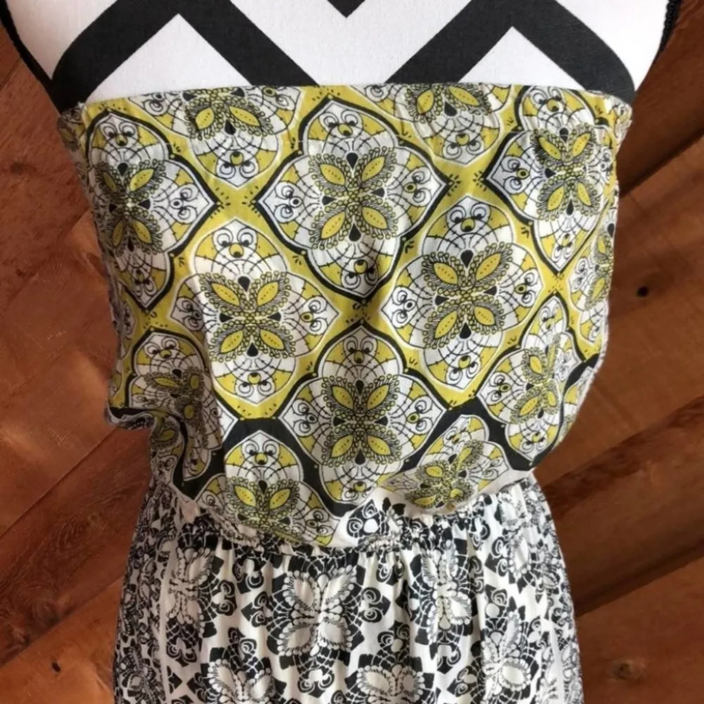 O’Neill Boho Strapless Sun Dress Black Yellow Medium - Image 2