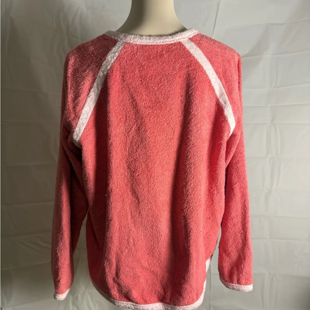 Pomander Place Vibrant Orange and Baby Pink Terry Cloth Sweatshirt Size M - Image 2