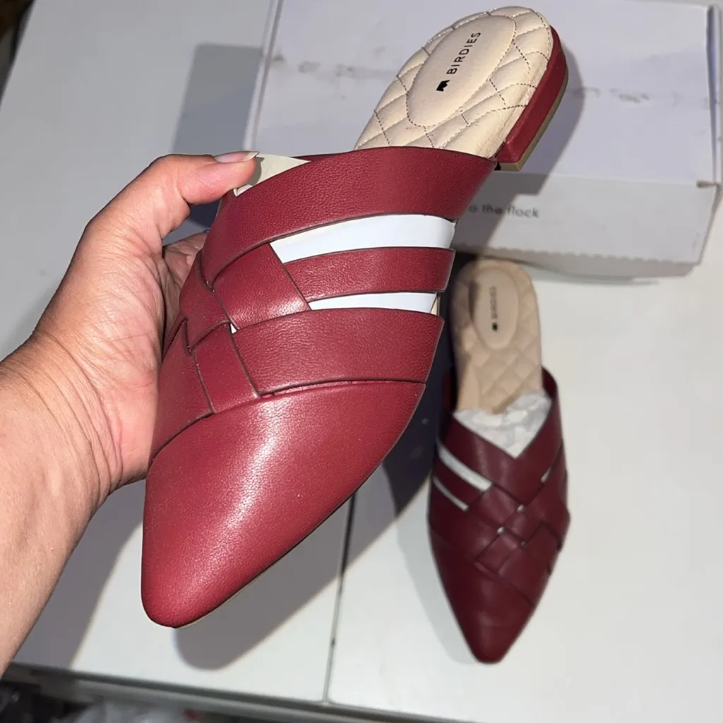 Birdies The Dove Burgundy Crossed leather Slip-On Flats 9.5 - Image 5