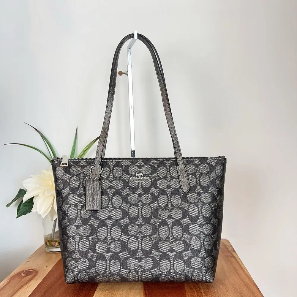 NWT Coach Fiona Zip‎ Tote Bag and Double Zip Wallet In Signature Canvas - Image 2