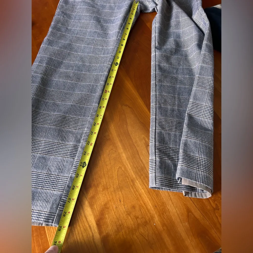 L.L. BEAN Plaid Houndstooth 100% Cotton Pants Womens Petite 10 Classic Fit Brown Blue - Image 6