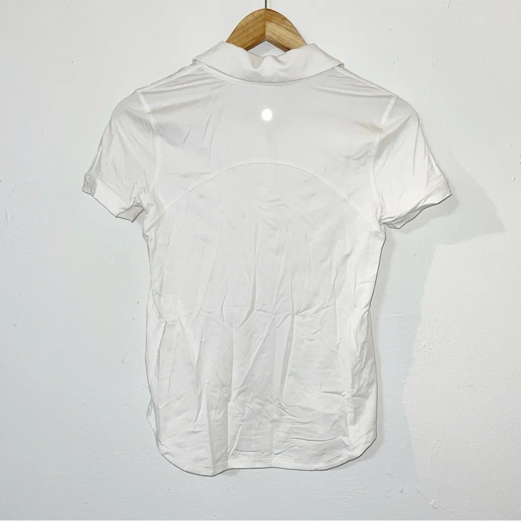 Lululemon white quick drying curved hem polo shirt - Image 8
