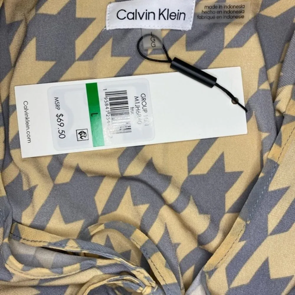 Calvin Klein Women's Houndstooth Blouse Size L - Image 4