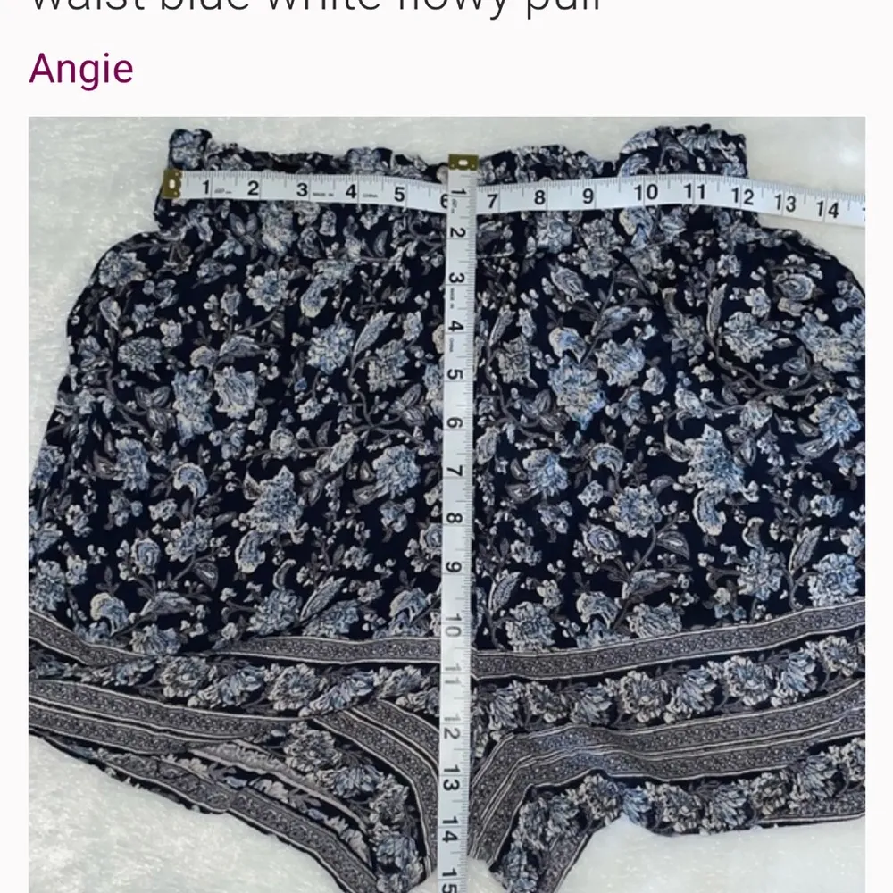 Nwt Angie florence boho shorts women size medium waist blue white flowy @ - Image 7