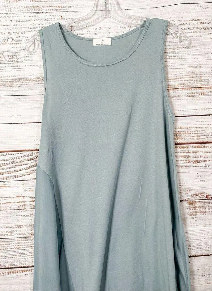 Anthropologie T. La Women's Sleeveless Flared Tunic Tank Dress Light Blue Small - Image 2