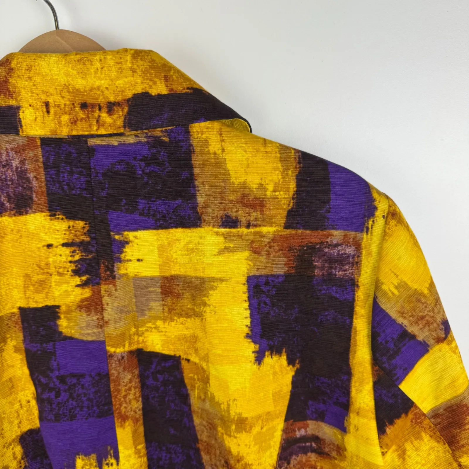 Coldwater Creek Abstract Jacket Size 14 Yellow Purple Artsy‎ Boho Office Career - Image 4