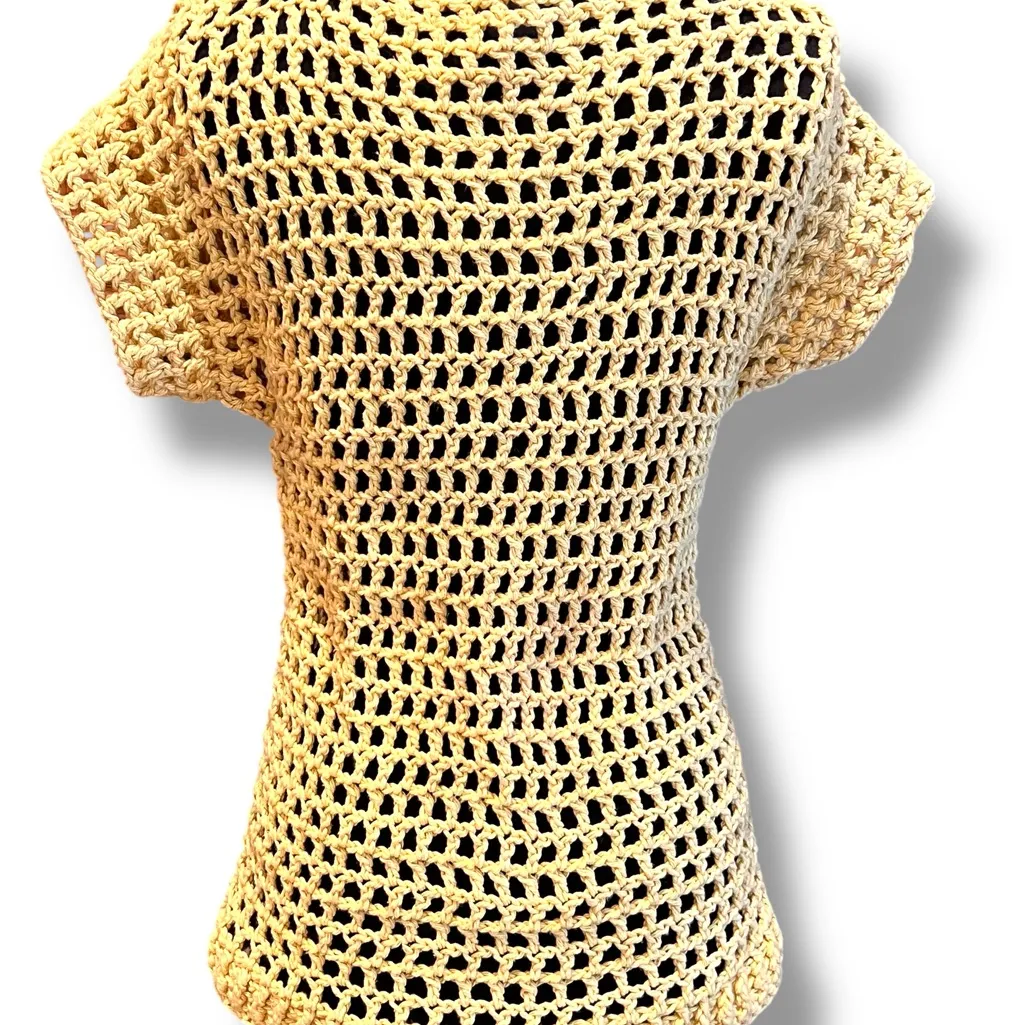 Handmade Vintage top size M Yellow Gold Handmade Boho Hippie Festival Crochet Size M - Image 3