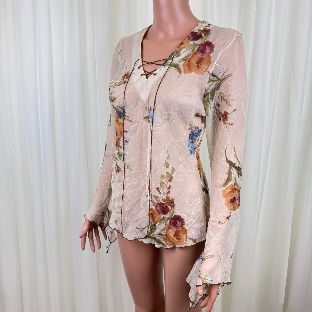90's Y2K Freelance Floral Bell Sleeves V - Image 3