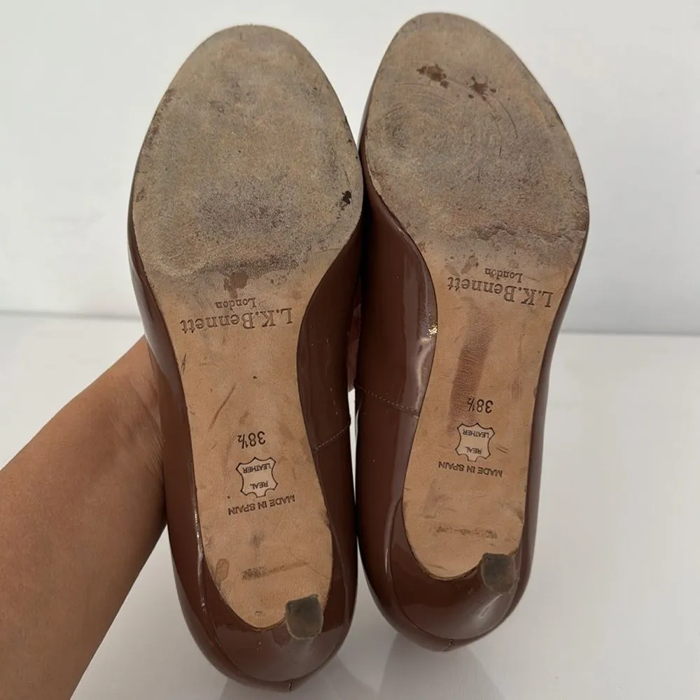 LK Bennett Sybila Pump Heels Women EU 38.5 US 8.5 Patent Leather Brown Shoes - Image 6