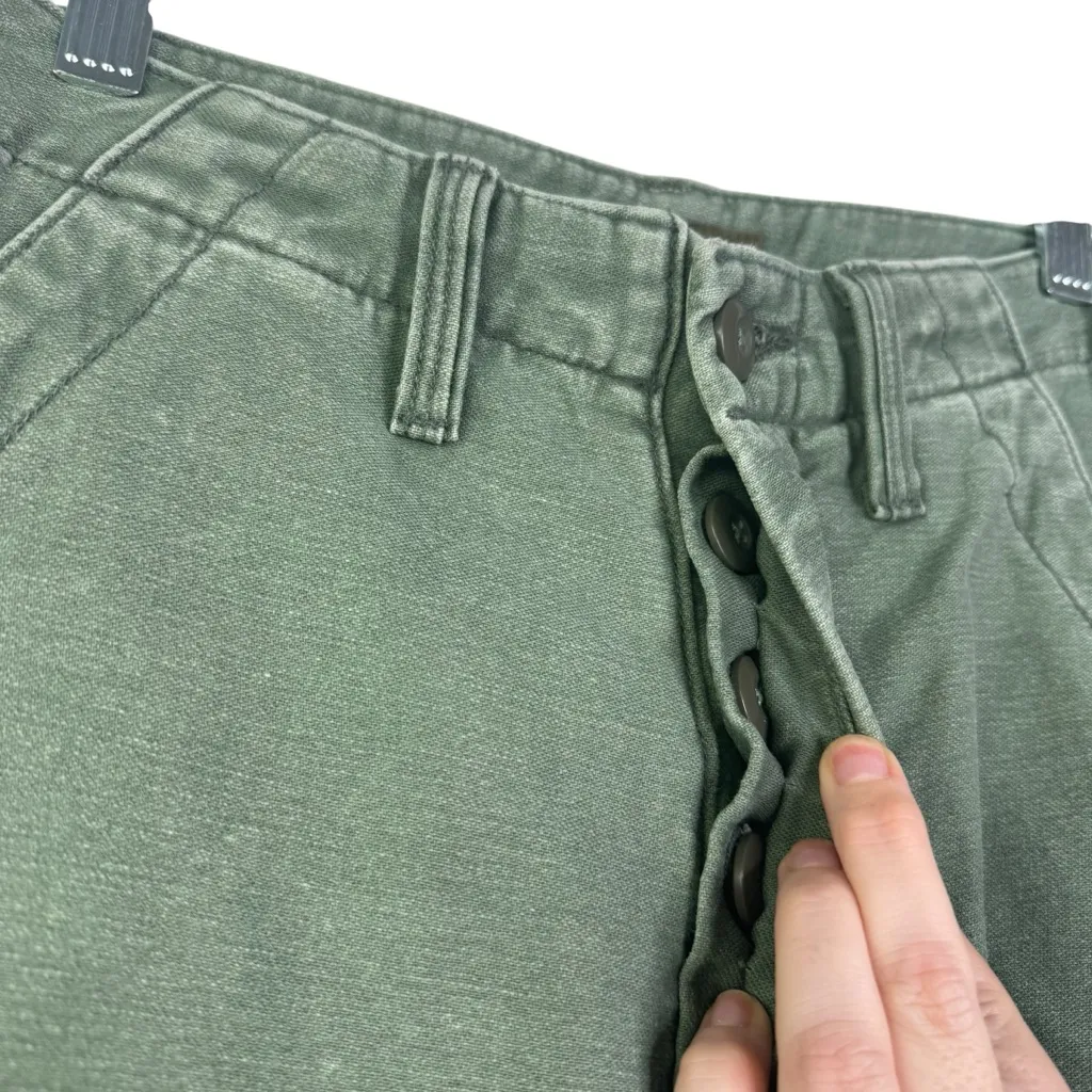 MOTHER MAJOR SNEAK FRAY in Green‎ ROGER THAT Wide Leg Raw Hem Size 23 Army Green - Image 6